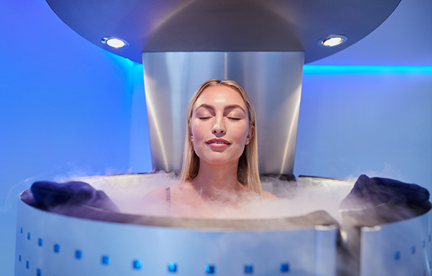 Young-woman-in-a-whole-body-cryotherapy-cabin-Biohacking-Techniques-for-Weight-Loss